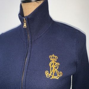Ralph Lauren embroidered sweater cardigan zip up large size green label 22115577